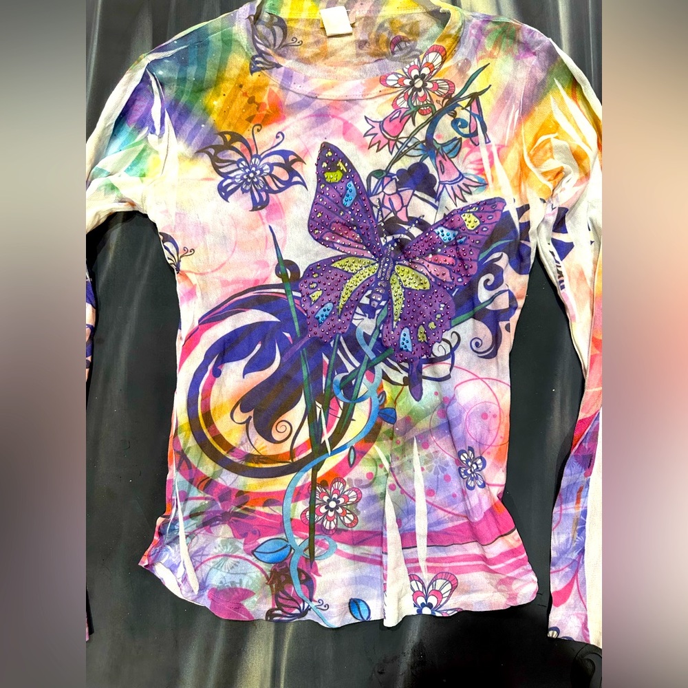 Sheer t-Shirt size medium. With jemstones.